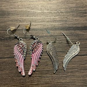 2 pair of angel wings earrings